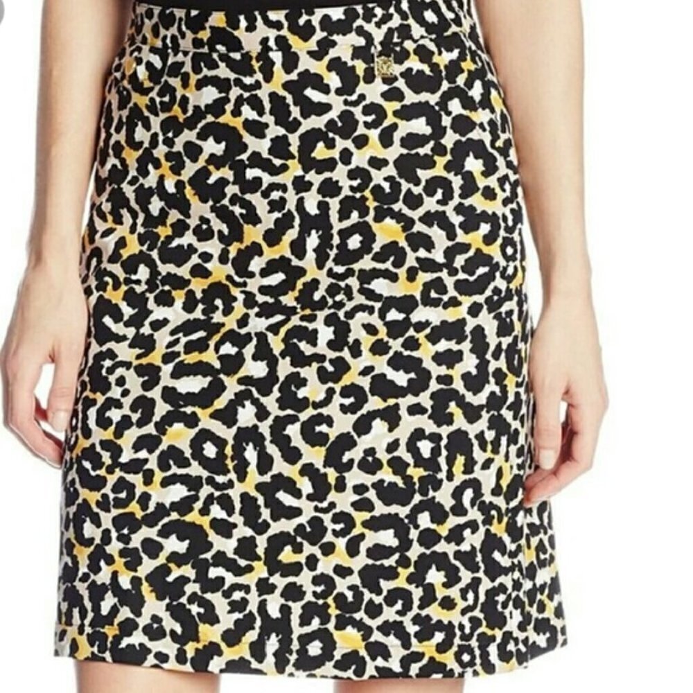Anne Klein Saffron Leopard Print Skirt Size 8